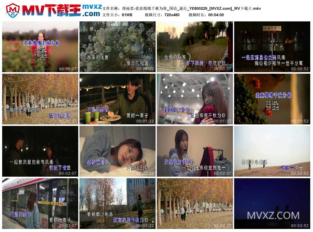周雨柔-爱意绵绵千秋为你_国语_流行_YE800229